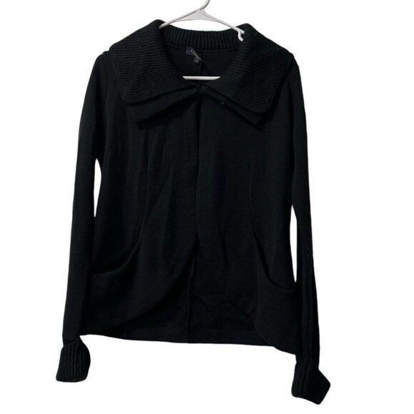 Clorinda Cardigan Sweater‎ Merino Wool Blend Black Small Made in Italy Designer - Picture 1 of 13